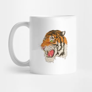 Small Paper Tiger Japanese Drawing Cool White Mug